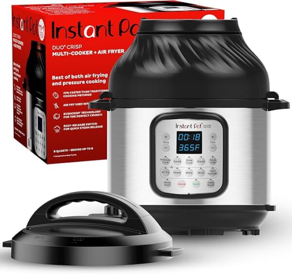 Instant Pot Duo Crisp 11-in-1 Air Fryer and Electric Pressure Cooker Combo with Multicooker Lids that Air Fries, Steams, Slow Cooks, Sautés, Dehydrates, & More, Free App With Over 800 Recipes, 8 Quart