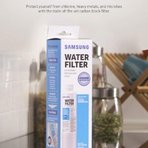 SAMSUNG Genuine Filter for Refrigerator Water and Ice, Carbon Block Filtration for Clean, Clear Drinking Water, 6-Month Life, HAF-CIN/EXP